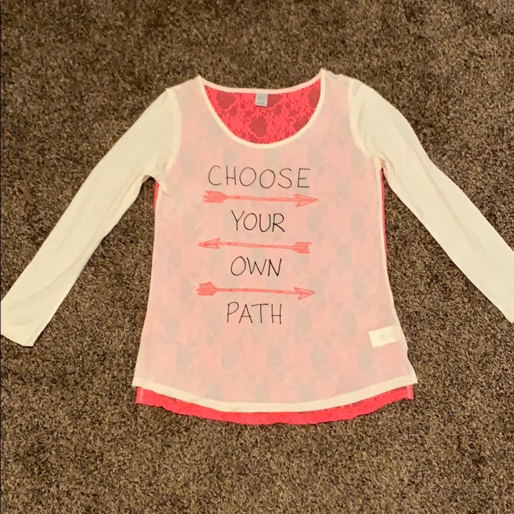 Women’slong sleeveT-shirt with pinkmesh/Lace back